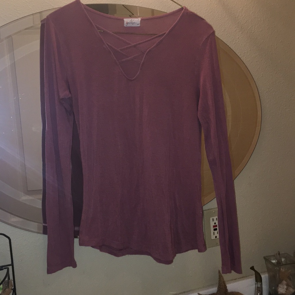 Long sleeve rose gold color shirt